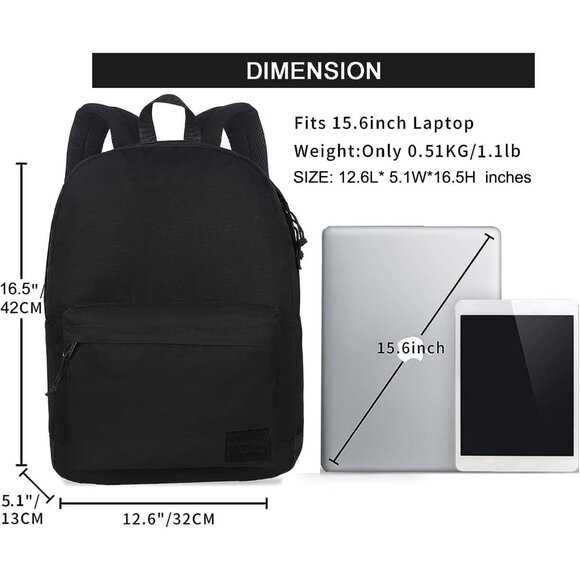 ? Women Black Casual Laptop Backpack USB Charging Port Lightweight Bookbag main image 7